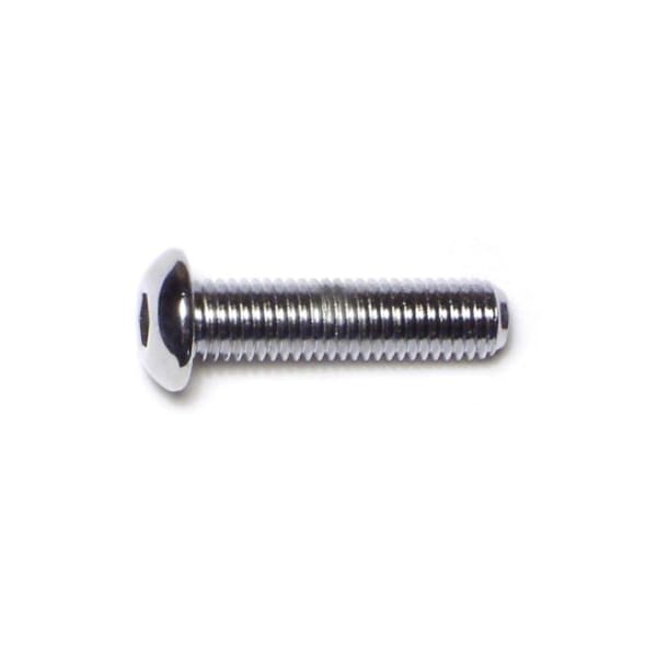 1/4"-28 Socket Head Cap Screw, Button, Chrome Plated Steel, 1 in Length, 10 PK